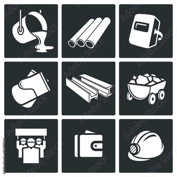 Fototapeta Metallurgy industry Icons set