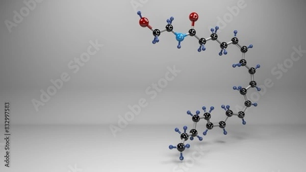 Fototapeta Anandamide molecule. Molecular structure of neurotransmitter, vasodilator agent and a human blood serum metabolite which interact with endocannabinoid receptors in the body to reduce inflammation.