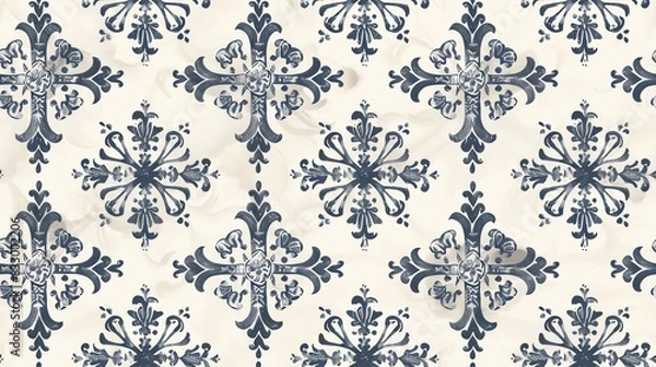 Fototapeta Seamless pattern of hand-drawn Christian crosses with intricate details and floral accents, creating an elegant and spiritual design