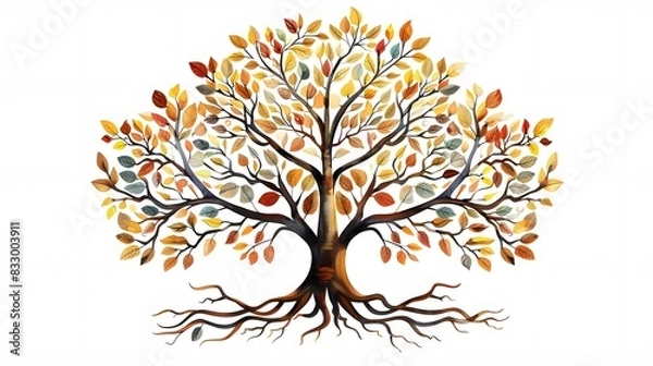 Fototapeta tree with colorful leave vector