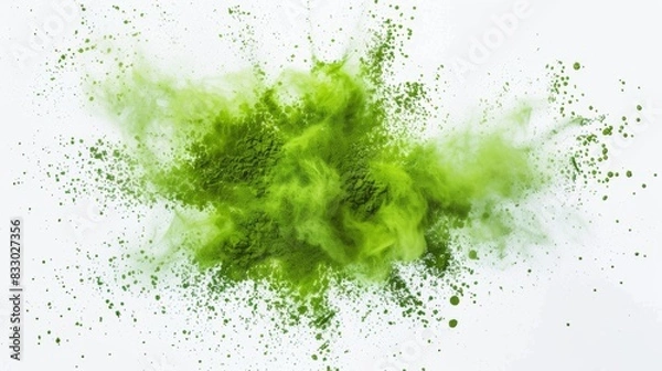 Fototapeta Green paint splash, smoke cloud isolated on transparent background