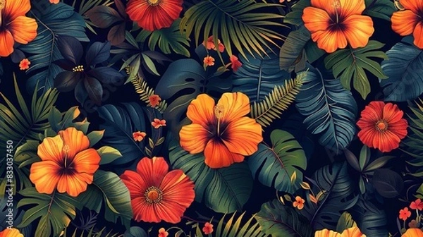 Fototapeta Leafy Whispers: Seamless Botanical Tile Pattern