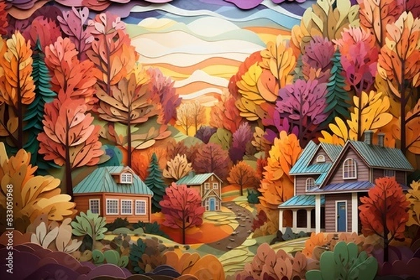 Fototapeta Cottages and cabins - Generative AI