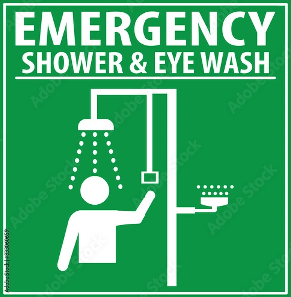 Obraz Emergency shower and eye wash station laboratory sign.eps