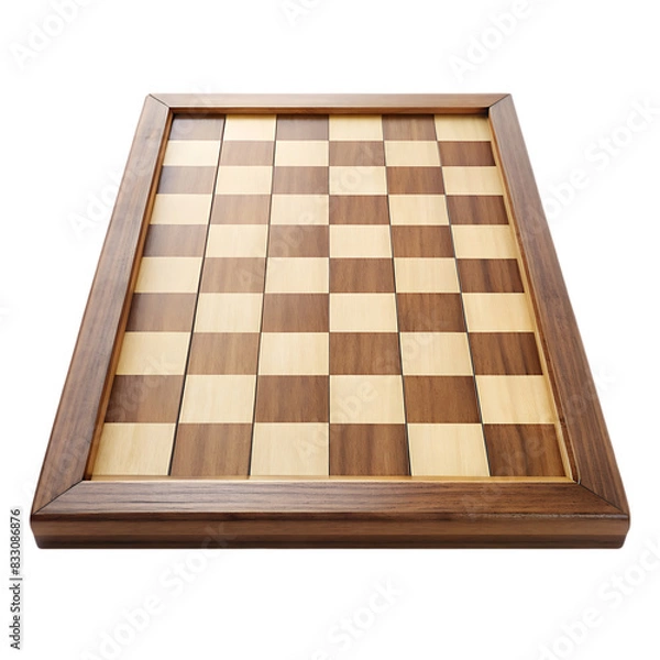 Fototapeta Chess board wood shell check isolated on transparent background