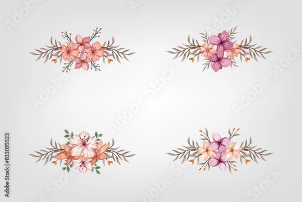 Fototapeta The Blooms  Greenery Floral Foliage Ornament Corner Text Separator adds elegant  framing text in invitations, cards