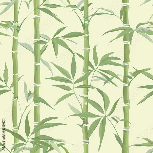 Fototapeta seamless pattern of bamboo stalks and delicate leaves
