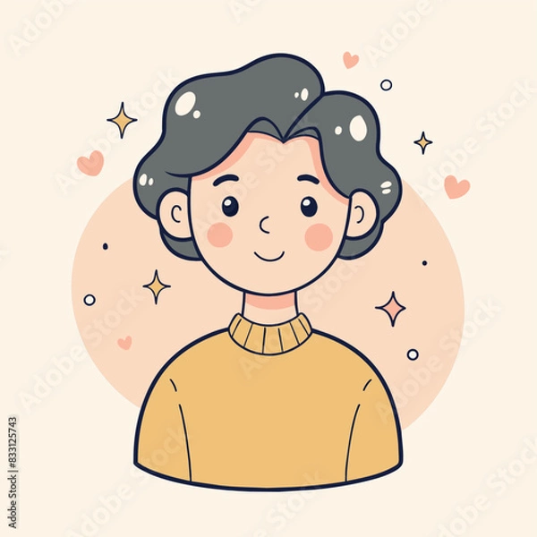 Fototapeta Minimalist person with a loving expression, crafted in an adorable doodle style, Generative AI