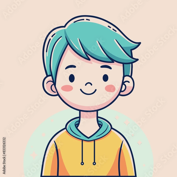 Fototapeta Minimalist person with a happy expression, crafted in an adorable doodle style, Generative AI
