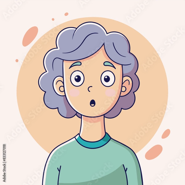 Fototapeta Minimalist person with a surprised expression, crafted in an adorable doodle style, Generative AI