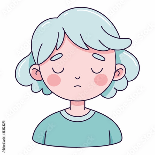 Fototapeta Minimalist person with a sleepy expression, crafted in an adorable doodle style, Generative AI