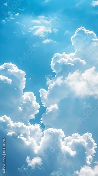 Fototapeta Blue sky and clouds background with lots of copy space