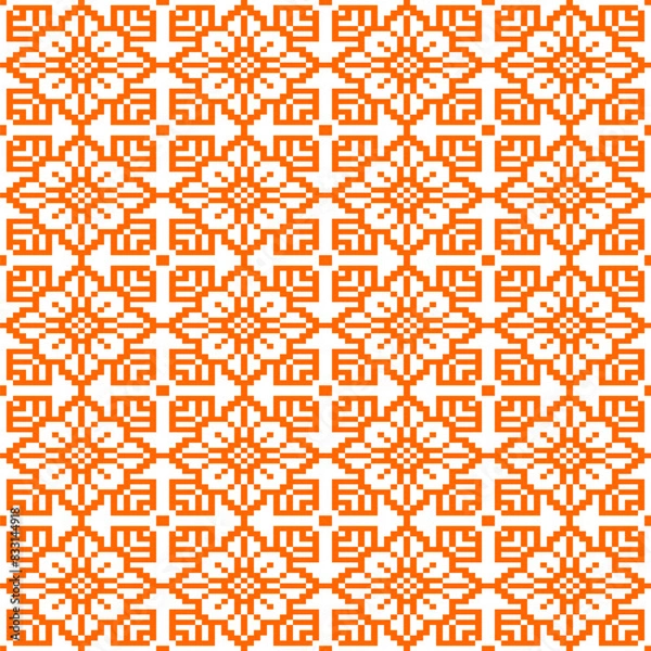 Obraz Nature vintages cross stitch traditional ethnic pattern paisley flower Ikat background abstract Aztec African Indonesian Indian seamless pattern for fabric print cloth dress carpet curtains and saro
