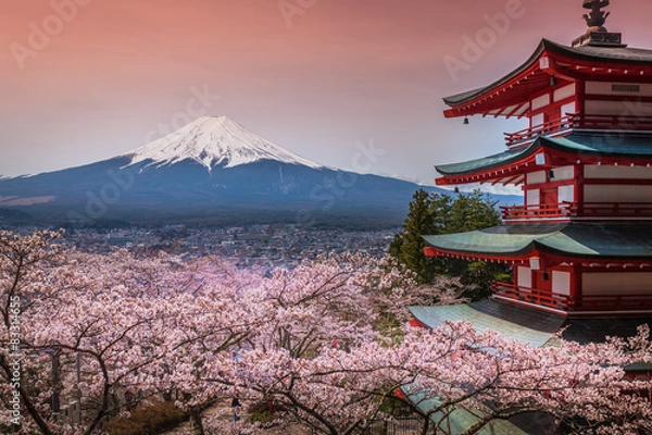 Obraz Chureito Pagoda z Sakura & Beautiful Mt.fuji View
