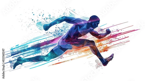 Fototapeta A man is running in a colorful background