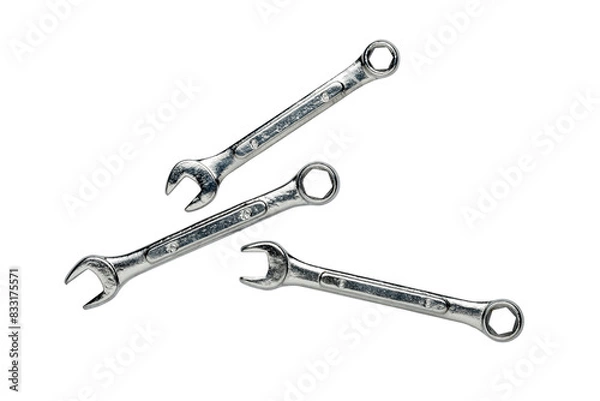 Obraz Three chrome vanadium wrenches isolated on white background