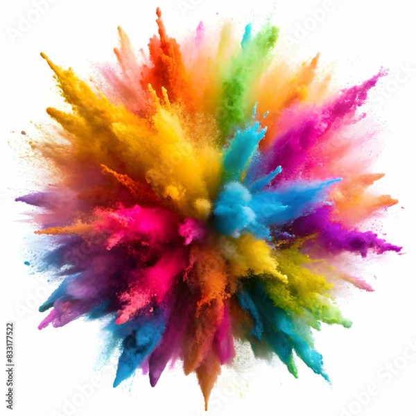 Fototapeta colored powder explosion on white background