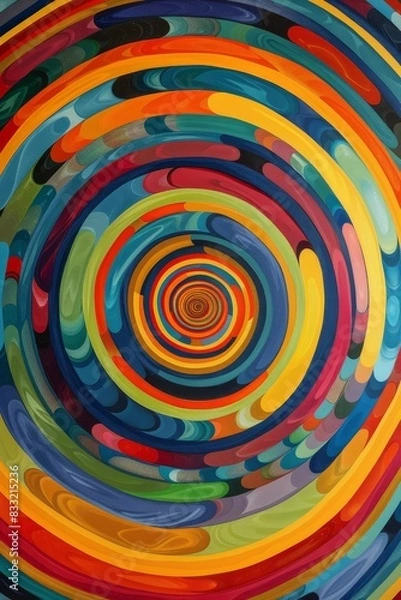 Fototapeta Swirl of multicolored circles creating a hypnotic spiral pattern