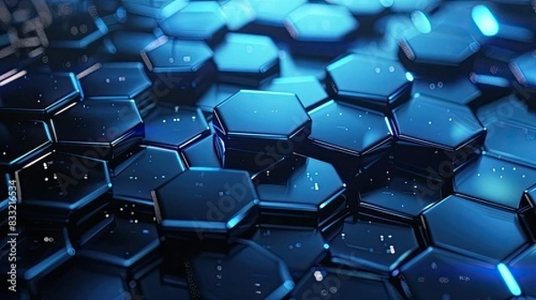 Fototapeta Abstract blue technology hexagonal background