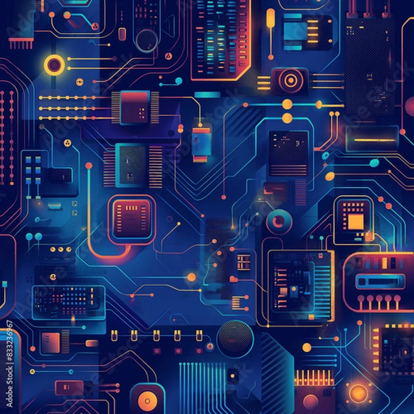 Obraz Background image, computer, technology, motherboard, electronics, processor, generating ai	