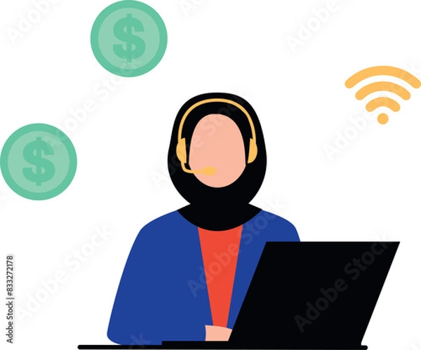 Fototapeta The guy is a freelancer.