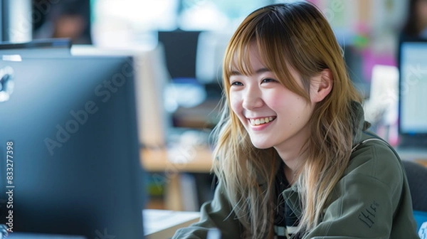 Obraz 金髪の若い女性の会社員　オフィス