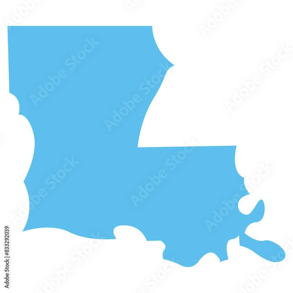 Obraz LOUSIANA USA state maps blue vector outline boundary silhouette illustration, American state map