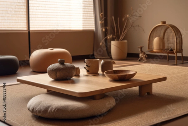 Fototapeta Interior design. Computer Generated Image Of Modern apartment living room. Architectural Visualization. 3D Render.
