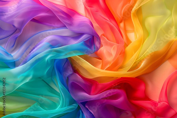 Fototapeta Happy pride month background with rainbow fabric.