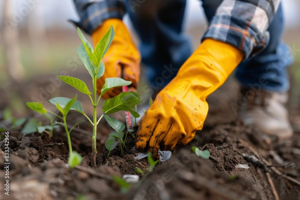 Obraz Hand planting trees