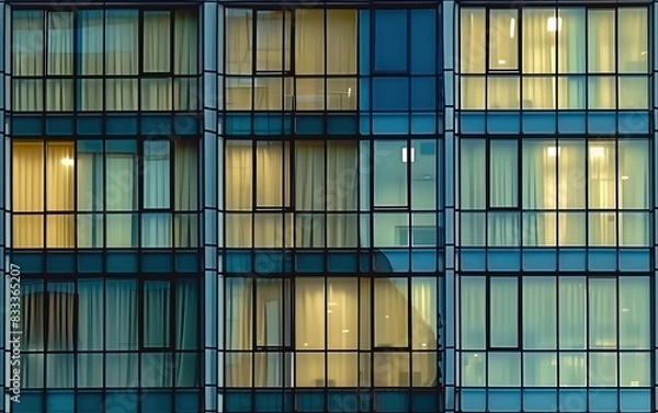 Obraz Night window facade building tower ,seamless texture