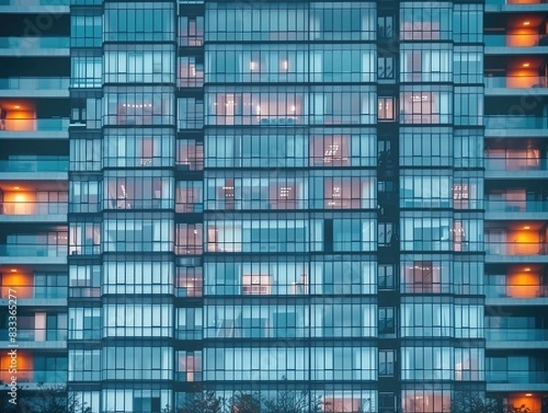 Obraz Night window facade building tower ,seamless texture