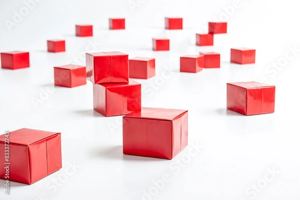 Fototapeta Red boxes on a white background