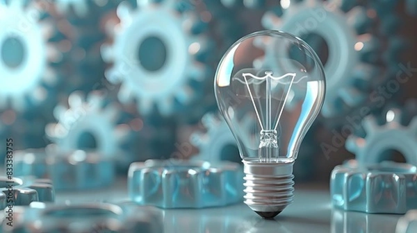 Fototapeta Innovation A lightbulb or gear icon, symbolizing the startups innovative products or services