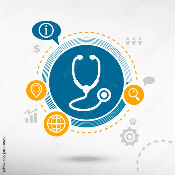 Obraz Stethoscope  icon and creative design elements