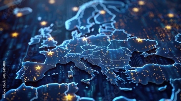 Fototapeta European VAT System Simplified: A Visual Overview of the VIDA Project for Electronic Invoices and Cross-border B2B Transactions within the European Union.






