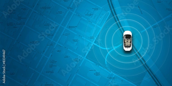 Obraz Blue map with car signal background