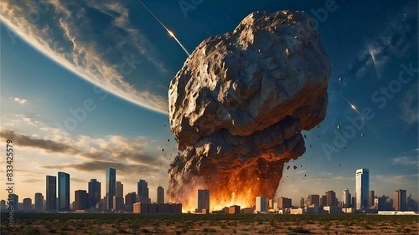 Obraz 落下する巨大隕石のインパクト