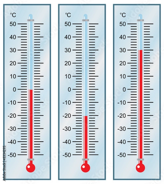 Obraz Thermometer. Set. Vector illustration.