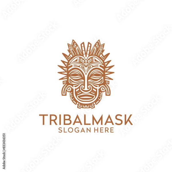 Obraz Tiki mask logo vector illustration