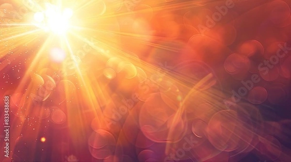 Fototapeta Abstract background with sun rays and lens flare. Illuminated by a warm light Abstract background with sun rays and lens flare.