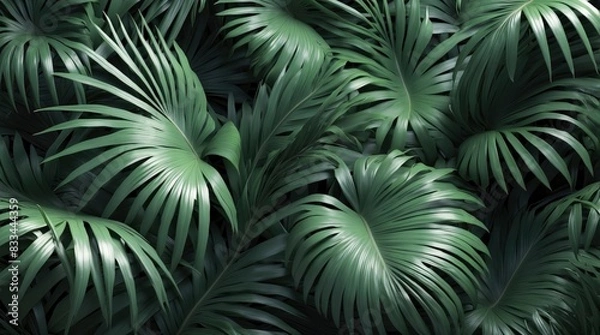 Fototapeta  Intricate texture of palm branches, forming a tropical and leafy backgroun