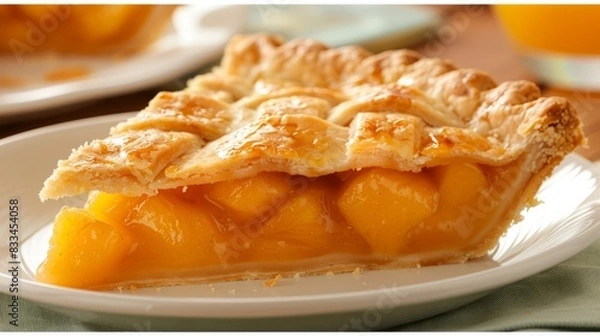 Fototapeta Homemade pice of pie with an image showcasing a delectable slice of this classic dessert