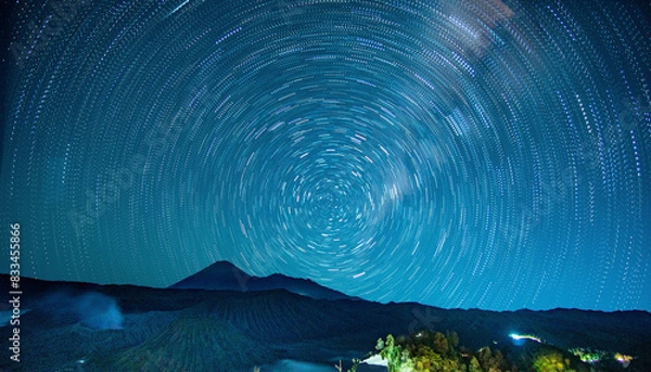 Fototapeta bromo mountain with startrails
