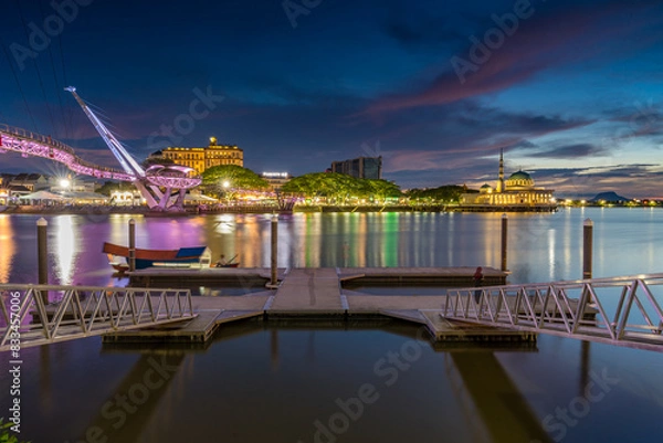 Fototapeta view of the bridge and the river