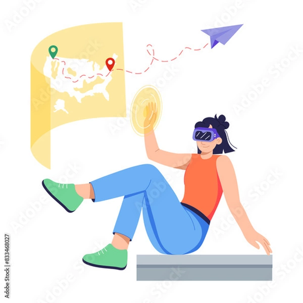 Fototapeta Modern flat illustration of map navigation 