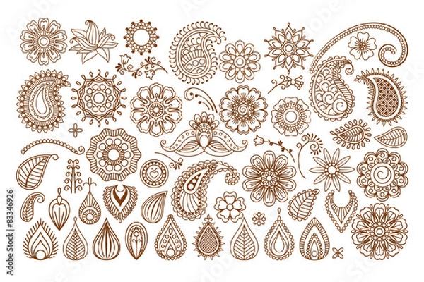Obraz Elementy doodle tatuaż henną