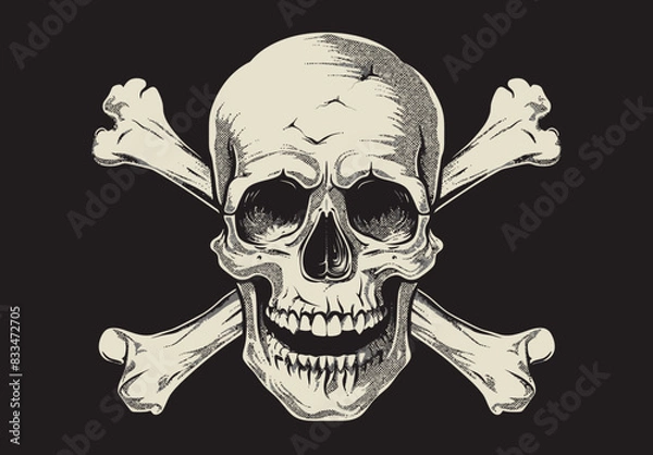 Fototapeta a skull and crossbones on a black background