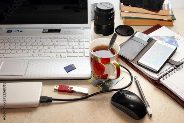 Obraz The process of working at home for photo editing.