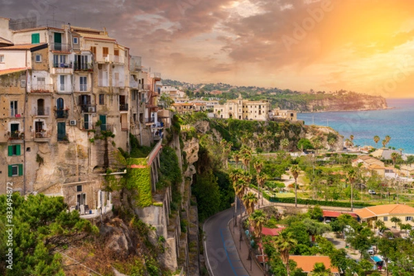 Obraz View of the beautiful small village Tropea in Calabria, Italy.